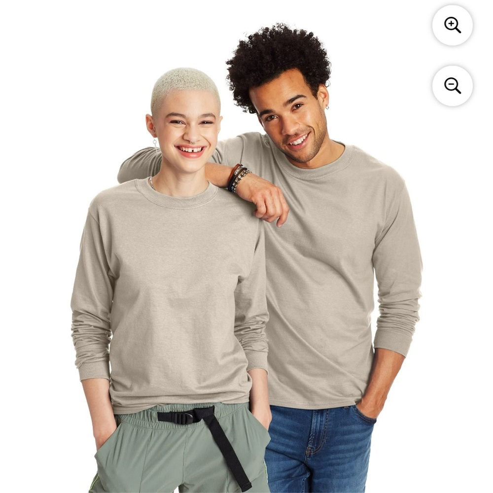 Hanes Beefy Unisex Long Sleeve Shirt-Sand